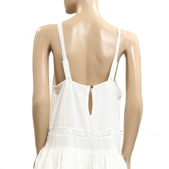 Free People Free-est Cher Romper Dress Peplum White Sheer Lace Cotton L 283693 - Picture 7 of 8